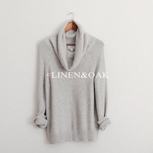 STITCHFIX Market & Spruce Waffle Knit Cowl Neck Sweater Gray Size M Medium